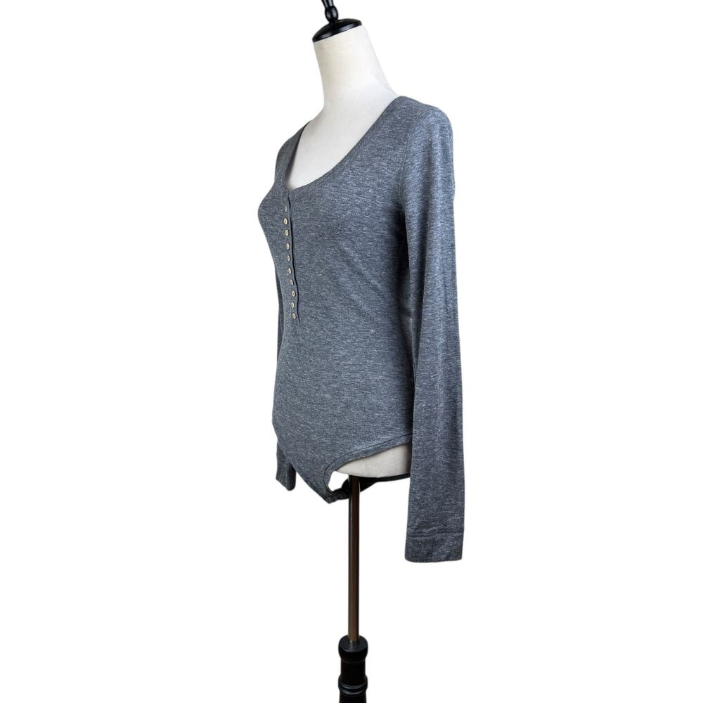 Intimately Free People Dylan Thermal Gray Knit Long Sleeve Full Butt Bodysuit - Picture 5 of 15